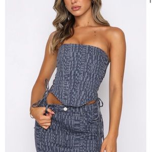 White fox two way street bustier navy top